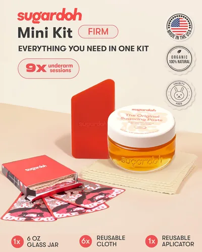 Miniatura 2 de Kit de Depilación con Azúcar Sugardoh para Mujeres Como se Vio en Shark Tank (Kit Mini Firme) Rostro, Brazos y Piernas, Depilación con Cera