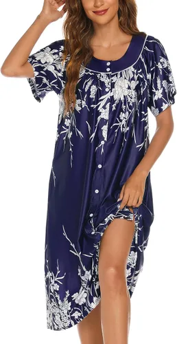 Miniatura 2 de YOZLY Vestido de casa para mujer, de manga corta, abrigo de casa con bolsillos