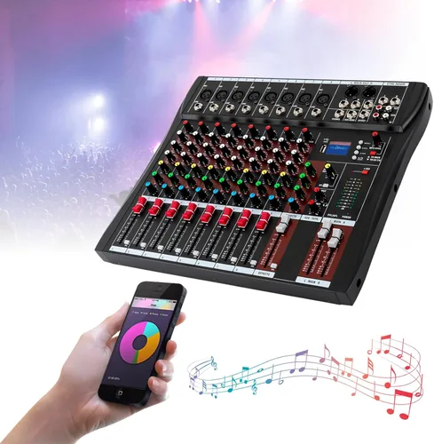 Miniatura 3 de Consola de mezcla de 8 canales Mezclador de audio Bluetooth Studio Mezclador de audio Consola de mezcla de sonido Sistema de escritorio Interfaz