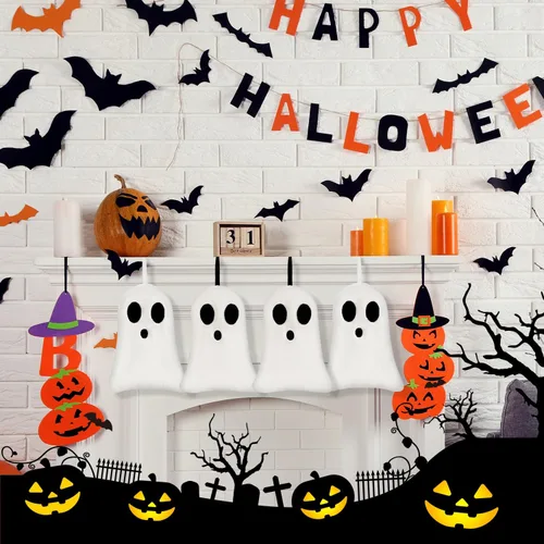 Miniatura 8 de Quera Paquete de 2 toallas de mano con diseño de fantasmas de Halloween, bordadas, decoración de lujo, para baño, juego de toallas decorativas