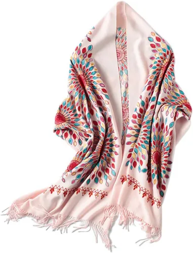 Miniatura 9 de Urban CoCo Chal Bordado con Borlas de Tamaño Grande para Mujer, Bufanda de Mujer