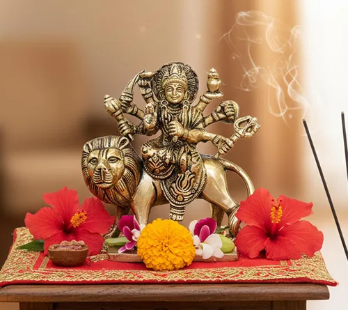 Miniatura 2 de eSplanade Ídolo Maa Durga/MATA Rani de latón, estatua, moorti, murti para mandir del hogar y decoración del hogar (4.6 pulgadas)