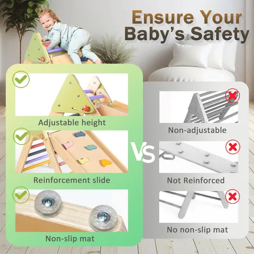 Miniatura 4 de aiwo Juego de triángulo Pikler 7 en 1 para niños pequeños, juguetes de escalada para interiores, gimnasio de escalada montessori para bebés, juego