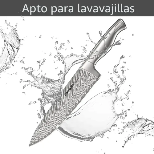 Miniatura 9 de Astercook Juego de Cuchillos, Juego de Cuchillos de Cocina de 15 Piezas con Bloque, Afilador de Cuchillos Integrado, Juego de Bloque de Cuchillos