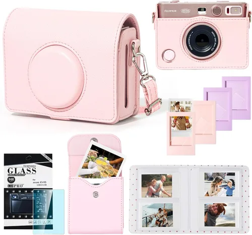 Miniatura 11 de CAIYOULE Mini EVO Funda, Funda protectora para cámara híbrida digital instantánea Fujifilm Instax Mini EVO, accesorios Mini EVO con bolsa de piel