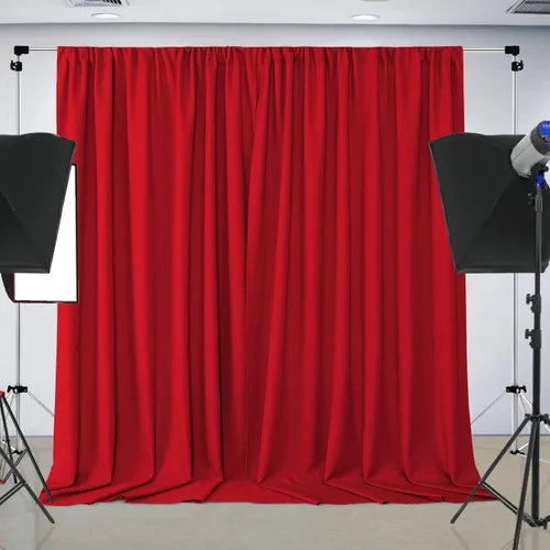 Joydeco Cortina tipo telón de fondo rojo de Navidad para fiestas, cortinas de fondo de fotografía para decoración de fondo de boda, sin arrugas, 5 x