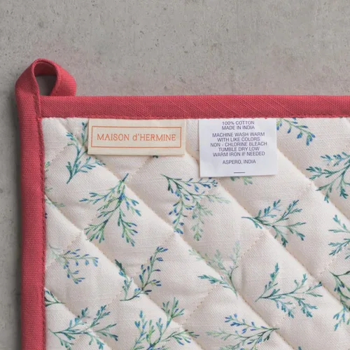 Miniatura 8 de Maison d' Hermine - Juego de guantes de cocina (7.5 x 13 pulgadas) y agarradera (8 x 8 pulgadas) Holly Time, 100 % algodón, manoplas de horno
