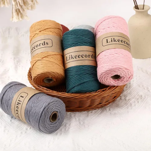 Miniatura 5 de Likeecords - Cuerda de macramé de 4 mm de un solo hilo, 80 m de cuerda de macramé colorida, cuerda de algodón para macramé, cuerda de algodón