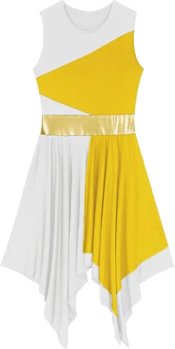 Miniatura 15 de easyforever Vestido de baile sin mangas con bloques de color para mujer, alabanza litúrgica, ropa de baile lírico, vestido de bata de adoración