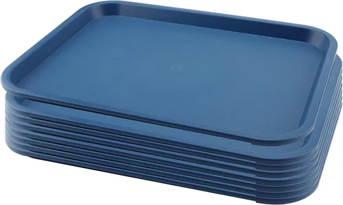 Miniatura 14 de Paquete de 5 bandejas azules de comida rápida de 13.8 x 10.6 pulgadas, bandejas rectangulares grandes para servir restaurante, bandejas de plástico