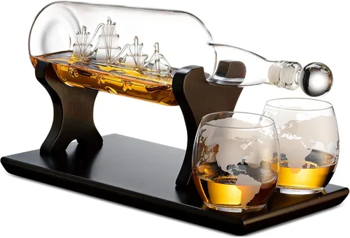 Miniatura 4 de Godinger Ship In A Bottle - Juego de decantador de whisky y vasos de whisky, para licor whisky bourbon, regalos para hombres