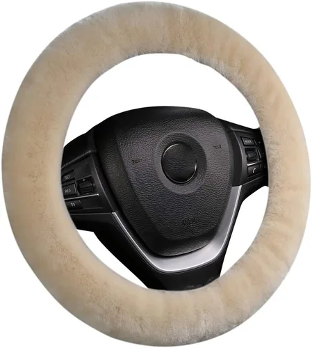 Miniatura 15 de OGLAND - Funda para volante de automóvil de lana de oveja esponjosa suave y esponjosa para vehículo automotriz universal, para mujer y hombre, 14