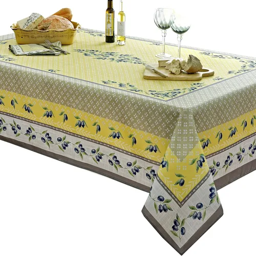 Miniatura 9 de Home Bargains Plus Mantel rectangular de tela, juego de 4 manteles individuales, estampado Olivier amarillo y gris oliva, manteles individuales