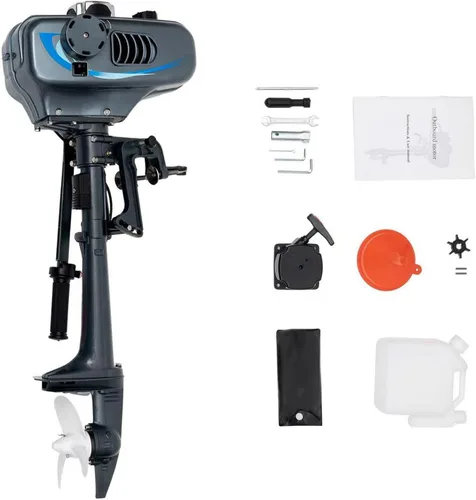 Miniatura 10 de HANGKAI - Motor fuera de borda de 4 HP de 4 tiempos 52CC, motor de barco de pesca resistente con sistema de refrigeración por aire, sistema CDI 4HP