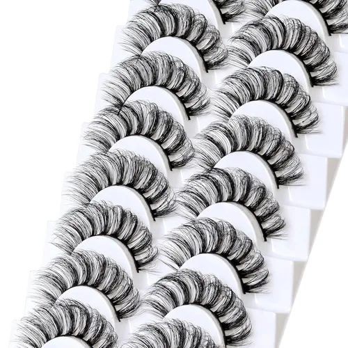 Miniatura 5 de Veleasha - Pestañas postizas rusas con rizo DD, pestañas de visón sintético esponjosas, finas y rizadas, paquete de 10 pares (D02)