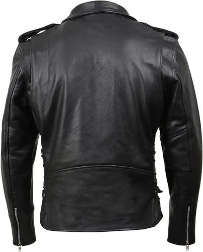 Miniatura 7 de Milwaukee Leather LKM1781 - Chaqueta de motocicleta clásica premium para hombre The Legend en negro con forro acolchado de piel Grm1011-negro