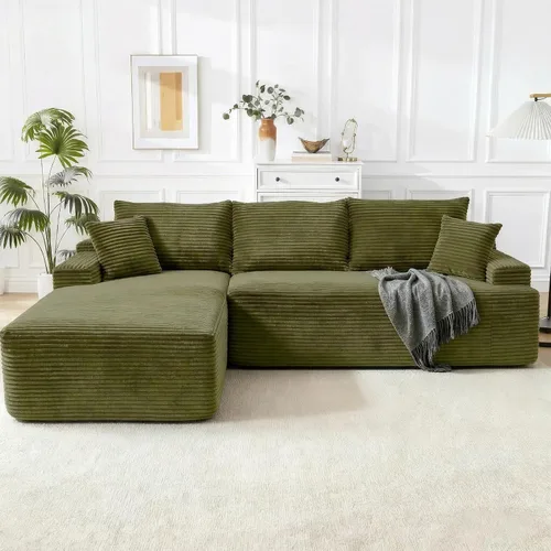Miniatura 39 de Sofá modular Cloud de 108 pulgadas, moderno sofá deshuesado con otomana móvil, sofá modular de asiento profundo, sofás esquineros de pana para sala