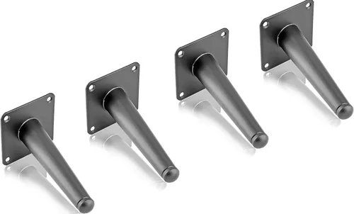 Miniatura 5 de 4 patas de muebles de 6 pulgadas, patas de metal cónicas oblicuas, color negro mate, pies de muebles de estilo de mediados de siglo para sofá