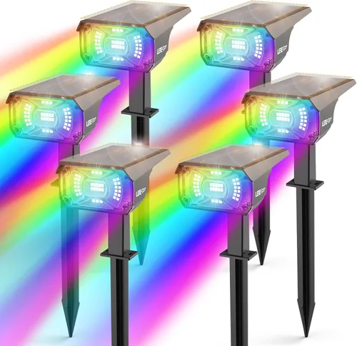 Miniatura 20 de LEREKAM 40 focos LED, IP65, impermeables, con energía solar, 2 en 1, luz de pared, luces de paisajismo al aire libre, encendido/apagado automático