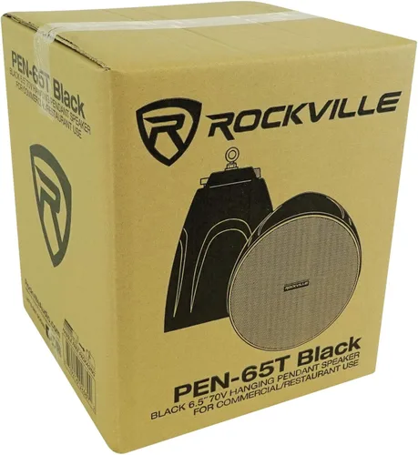 Miniatura 9 de Rockville PEN-65T - Altavoces colgantes negros de 6.5 pulgadas, 70 V/100 V, para restaurantes, bares o espacios comerciales, opción de 45 W 8