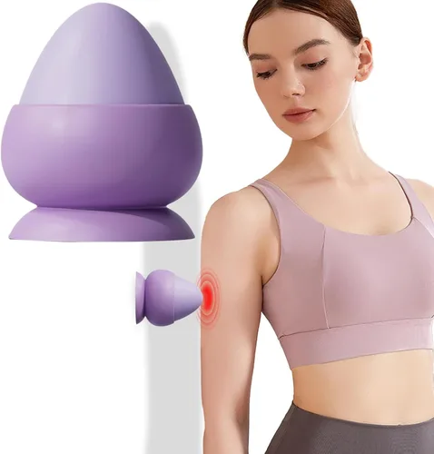 Bola de masaje montable con ventosa, herramienta de terapia de punto de activación, masajeador de presión manual autodirecido para aliviar el Púrpura