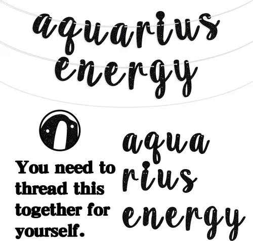 Miniatura 6 de Big Aquarius - Cartel de energía de Acuario, letrero de feliz cumpleaños con temática del zodiaco de 12 constelaciones, suministros de decoración