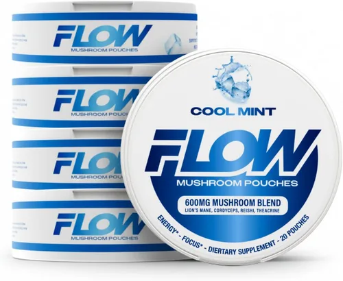 Miniatura 12 de Flow Pouches Bolsas nootrópicas de hongos – 600 mg orgánico de hongos energéticos ultra bolsas con melena de león, reishi, cordyceps