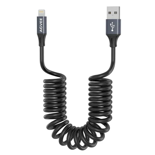 Miniatura 20 de AGVEE Cable de carga corto USB a USB-C en espiral de 1.5 pies [certificado USB-IF] Cable de carga rápida de 3 A en el automóvil para iPhone 17/16/15