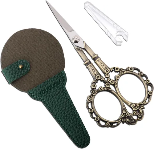 YOUGUOM Tijeras de tejer con estuche, tijeras de ganchillo para roscar tijeras de coser para bordar, manualidades, punto de aguja, pequeñas tijeras