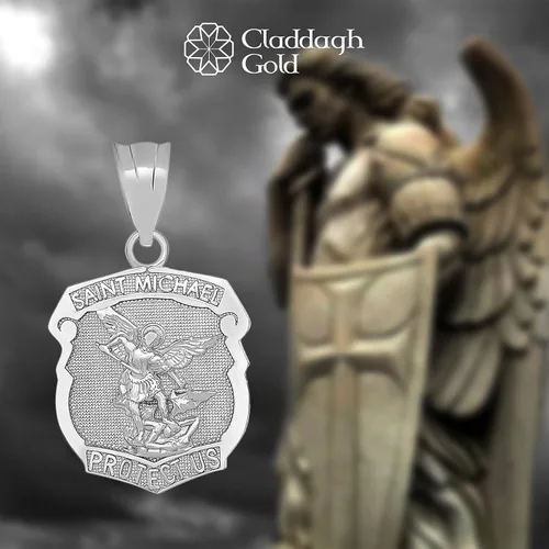 Miniatura 4 de Collar con colgante de medalla de San Miguel el el Arcángel de plata de ley 925