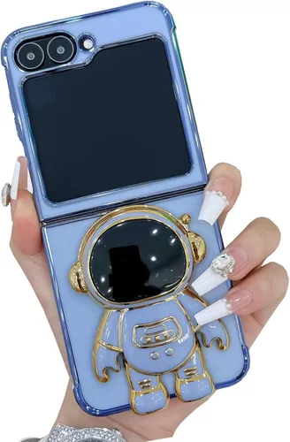 Miniatura 9 de Funda compatible con Samsung Galaxy Z Flip 5/Z Flip 6 con soporte, diseño de astronauta 3D de lujo para mujeres, funda protectora suave diseñada