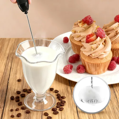 Miniatura 8 de Digead Mini espumador de leche de mano con soporte, batidor eléctrico recargable con 3 velocidades y 2 batidores, espumador de café portátil USB