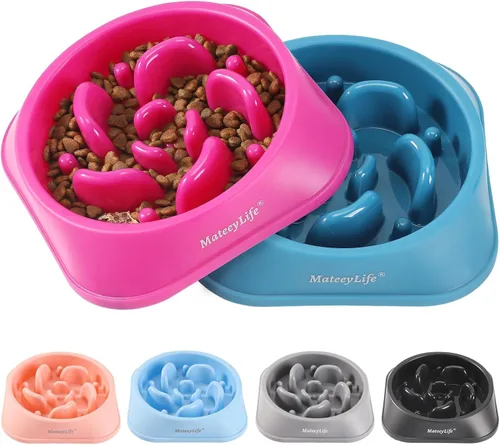 Miniatura 11 de MateeyLife Cuencos de alimentación lenta para perros, 2 unidades, cuencos rompecabezas antiasfixia para comida de perros, alimentación interactiva