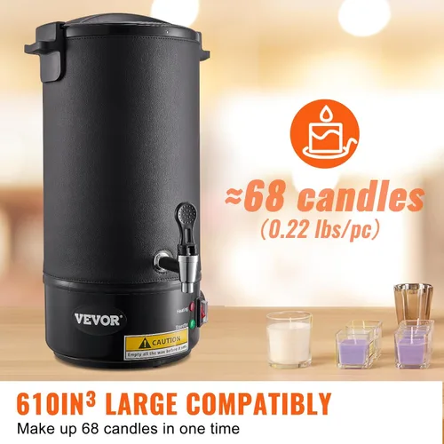 Miniatura 4 de VEVOR Derretidor de cera para hacer velas, olla de fusión eléctrica extra grande de 10 L, con boquilla fácil de verter y control de temperatura de 9