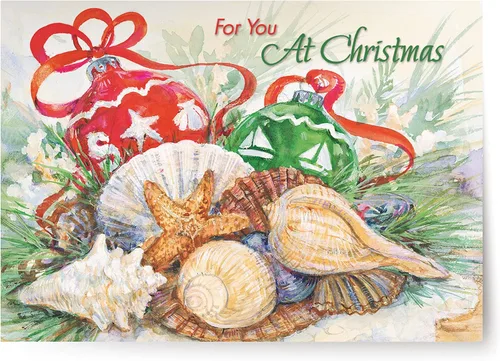 Miniatura 22 de Red Farm Studios Designer Greetings - Tarjetas de Navidad en caja, diseño de hombre de arena de playa con gaviotas