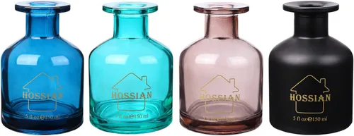 Miniatura 10 de HOSSIAN - Botellas de vidrio difusoras negras, botella difusora de varillas vacía con palos, accesorios de fragancia, uso para juegos de difusor