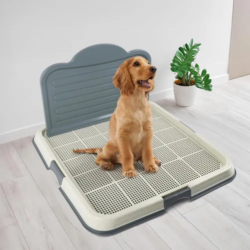Miniatura 2 de Soporte para orina de perro con pared alta, bandeja grande de entrenamiento para cachorros con rejilla de malla y protector contra salpicaduras