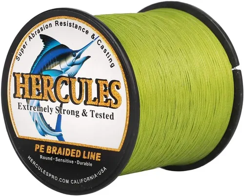 HERCULES Línea de pesca trenzada rentable súper fundida de 8 hebras de 10LB a 300LB de resistencia para agua salada, 109/328/547/1094 yardas Verde