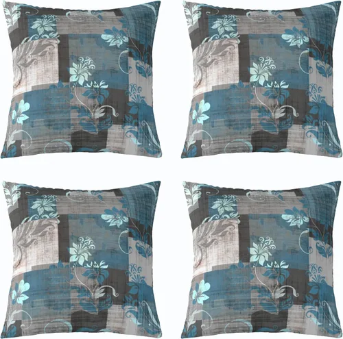 Miniatura 22 de Erosebridal Paquete de 4 fundas de almohada con diseño de círculos circulares y retro, color verde azulado degradado, fundas de cojín redondas Multi