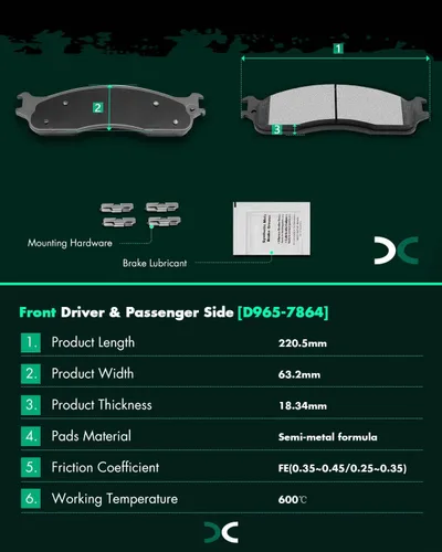 Miniatura 8 de Kit de Frenos SCITOO para Delantero Rotores de Freno y Pastillas de Freno Cerámicas para 2006-2008 para Dodge para Ram 1500, 2003-2008 para Dodge