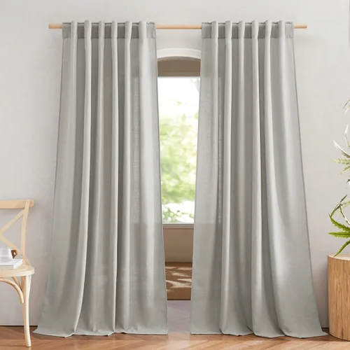 Miniatura 23 de NICETOWN Cortinas de lino semitraslúcidas para dormitorio, bolsillos para barra y pestaña trasera, tratamientos de ventana transparentes de lino
