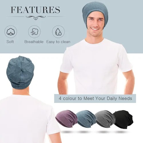 Miniatura 6 de Gorro holgado de 4 piezas, gorro para dormir, gorro de dormir holgado de punto con calavera para hombres y mujeres