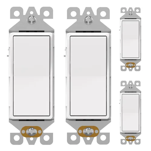 Miniatura 30 de AIDA Paquete de 1 interruptor de luz basculante Decora de 3 vías, interruptores de luz eléctricos con conexión a tierra automática de 15 amperios