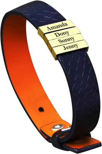 Miniatura 62 de Pulseras de cuero personalizadas para hombre con 1-6 nombres, pulsera trenzada personalizada con cuentas para papá, marido, día del padre, San