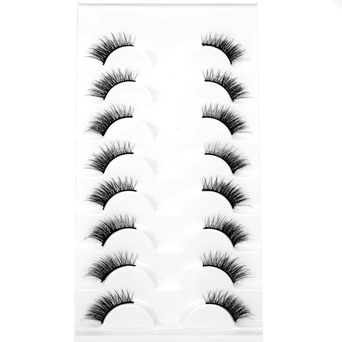 Miniatura 378 de Pooplunch - Pestañas postizas finas de visón sintético, estilo ojo de gato, naturales, cruzadas, tipo racimo, efecto 8D de volumen, tiras