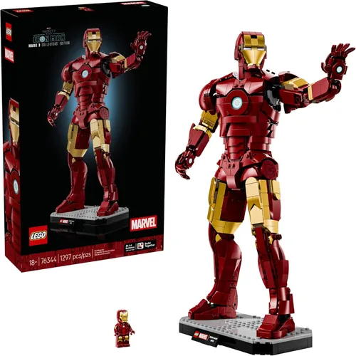 LEGO Marvel Iron Man Mark 3 Edición de coleccionistas - Set de construcción de superhéroe posable con minifigura de Mark 3 para adultos, de 18 años