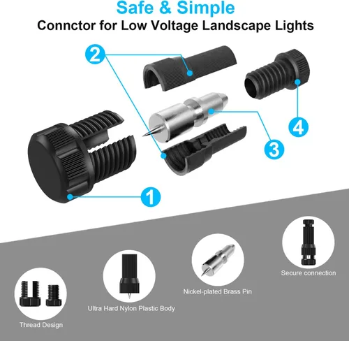 Miniatura 2 de 24 piezas de conectores de cable de luz de paisaje de bajo voltaje para exteriores, conectores de cable de calibre 14-20 para luces de camino