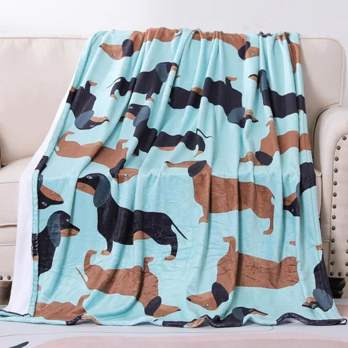 Miniatura 13 de Manta de perro salchicha Weiner, manta de perro salchicha con texto en inglés "I Love Dachshunds" para adultos, regalo súper suave para los amantes