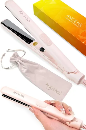ANGENIL Plancha plana ultra mini para cabello corto, alisador de pelo mini de voltaje dual, plancha plana pequeña de 0.7 pulgadas, alisador de pelo