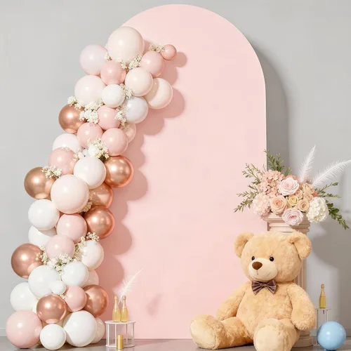 Miniatura 26 de Cubierta de Fondo de Arco Beige de 6 Pies - Cubiertas de Poliéster Ajustadas para Soporte de Arco de Boda con Parte Superior Redonda, Cubierta